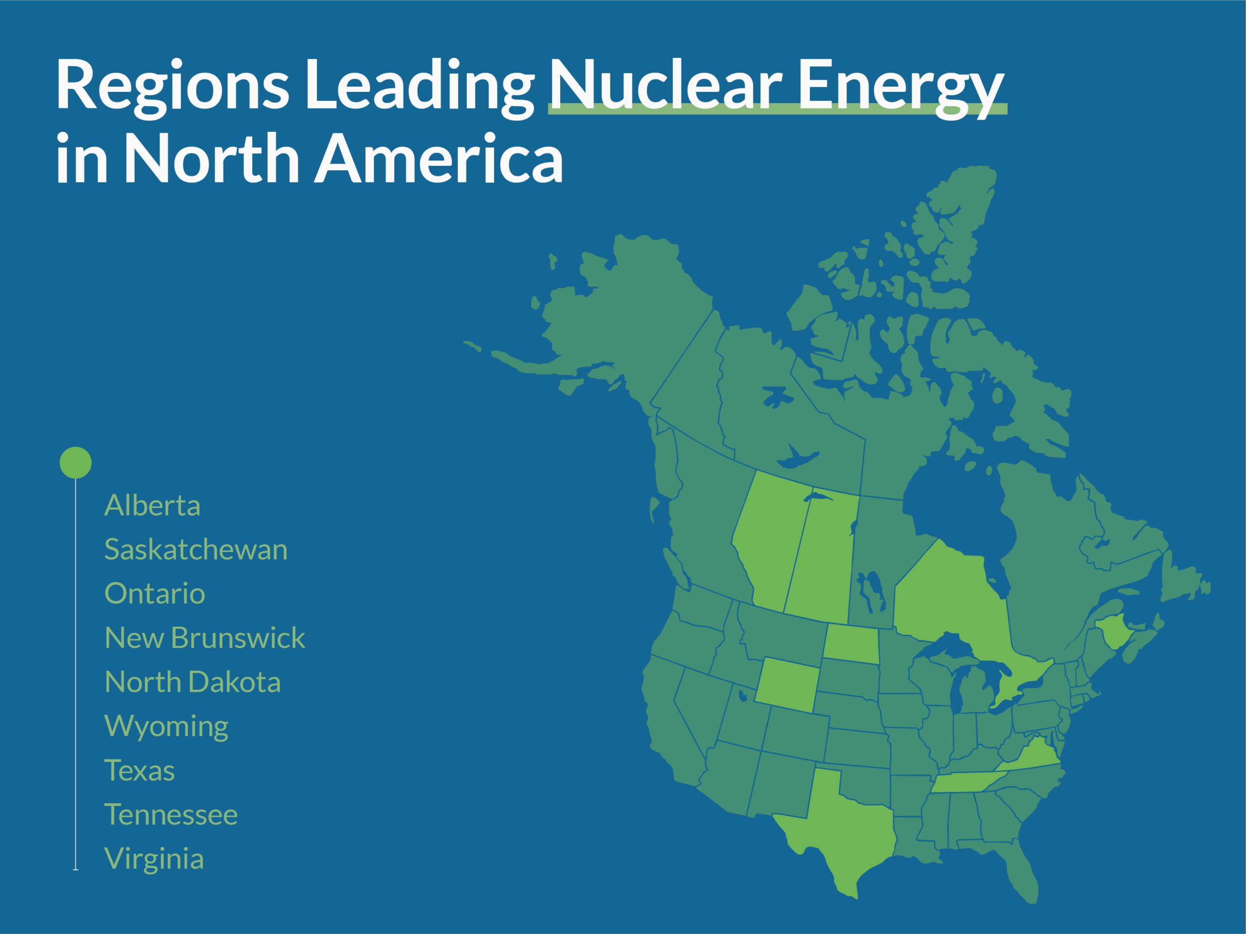 map of regions leading nuclear energy in north america